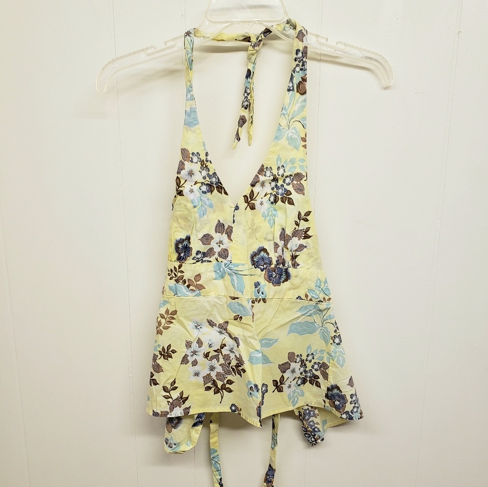 Like New! Floral Yellow Halter Top